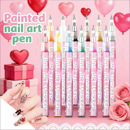 12-Color Nail Art Pens for Kids & Girls - Quick-Dry 3D Nail Markers for Drawing, Painting & Designs