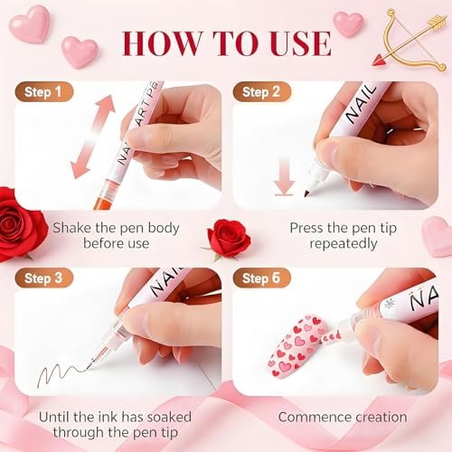 12-Color Nail Art Pens for Kids & Girls - Quick-Dry 3D Nail Markers for Drawing, Painting & Designs - görsel 8