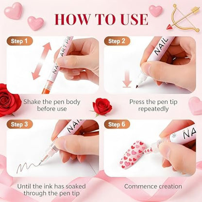12-Color Nail Art Pens for Kids & Girls - Quick-Dry 3D Nail Markers for Drawing, Painting & Designs