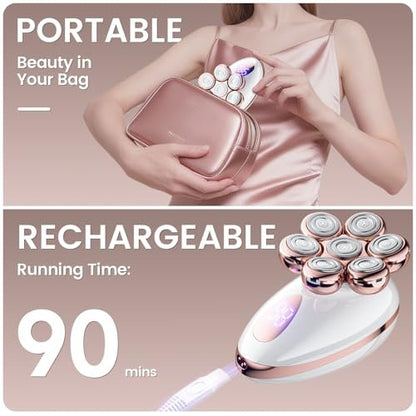 Electric Razors for Women - Rotary Shaver for Legs, Bikini & Underarms, Wet & Dry Waterproof Grooming Kit, Cordless Lady Trimmer (Metallic Rose) Avelisse