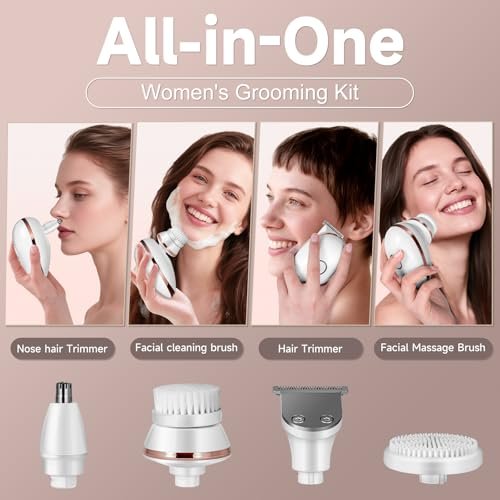 Electric Razors for Women - Rotary Shaver for Legs, Bikini & Underarms, Wet & Dry Waterproof Grooming Kit, Cordless Lady Trimmer (Metallic Rose) Avelisse