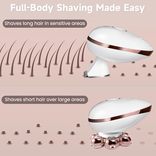 Electric Razors for Women - Rotary Shaver for Legs, Bikini & Underarms, Wet & Dry Waterproof Grooming Kit, Cordless Lady Trimmer (Metallic Rose) Avelisse