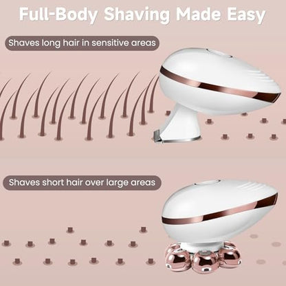 Electric Razors for Women - Rotary Shaver for Legs, Bikini & Underarms, Wet & Dry Waterproof Grooming Kit, Cordless Lady Trimmer (Metallic Rose) Avelisse