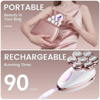 Electric Razors for Women - Rotary Shaver for Legs, Bikini & Underarms, Wet & Dry Waterproof Grooming Kit, Cordless Lady Trimmer (Metallic Rose) Avelisse
