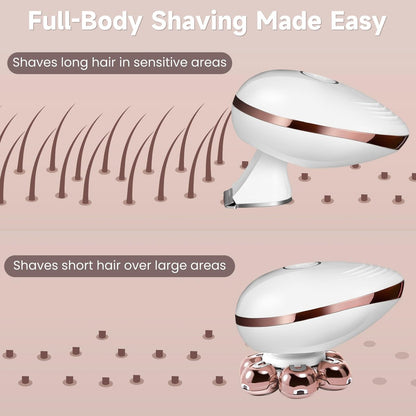 Electric Razors for Women - Rotary Shaver for Legs, Bikini & Underarms, Wet & Dry Waterproof Grooming Kit, Cordless Lady Trimmer (Metallic Rose) Avelisse