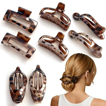 8 Count Hair Clips for Women - Large & Small Matte Tortoiseshell Hair Claws for Thin, Thick, Curly Hair - Strong Hold Nonslip Hair Clips for Girls | Ideal Gifts Avelisse
