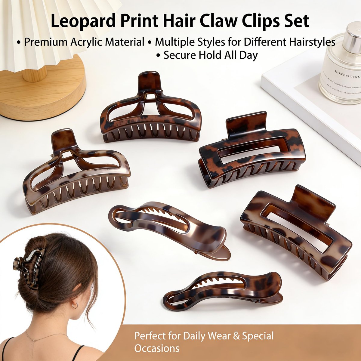 8 Count Hair Clips for Women - Large & Small Matte Tortoiseshell Hair Claws for Thin, Thick, Curly Hair - Strong Hold Nonslip Hair Clips for Girls | Ideal Gifts Avelisse