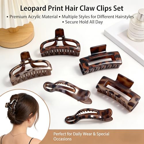 8 Count Hair Clips for Women - Large & Small Matte Tortoiseshell Hair Claws for Thin, Thick, Curly Hair - Strong Hold Nonslip Hair Clips for Girls | Ideal Gifts Avelisse