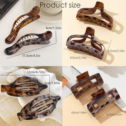 8 Count Hair Clips for Women - Large & Small Matte Tortoiseshell Hair Claws for Thin, Thick, Curly Hair - Strong Hold Nonslip Hair Clips for Girls | Ideal Gifts Avelisse