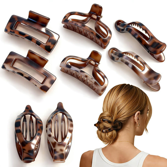 8 Count Hair Clips for Women - Large & Small Matte Tortoiseshell Hair Claws for Thin, Thick, Curly Hair - Strong Hold Nonslip Hair Clips for Girls | Ideal Gifts Avelisse