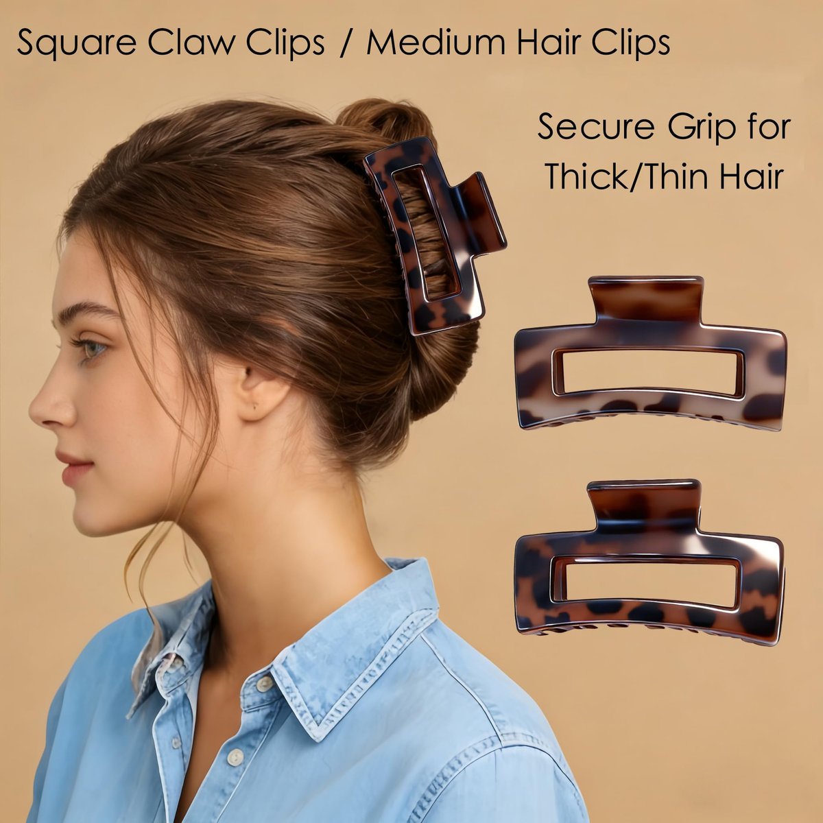 8 Count Hair Clips for Women - Large & Small Matte Tortoiseshell Hair Claws for Thin, Thick, Curly Hair - Strong Hold Nonslip Hair Clips for Girls | Ideal Gifts Avelisse