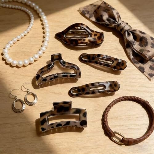 8 Count Hair Clips for Women - Large & Small Matte Tortoiseshell Hair Claws for Thin, Thick, Curly Hair - Strong Hold Nonslip Hair Clips for Girls | Ideal Gifts Avelisse