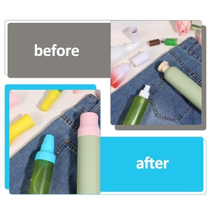 Silicone Bottle Covers for Travel - 9 Pack Leak Proof Elastic Sleeves for Toiletries, Shampoo, Cosmetics (Multiple Sizes)