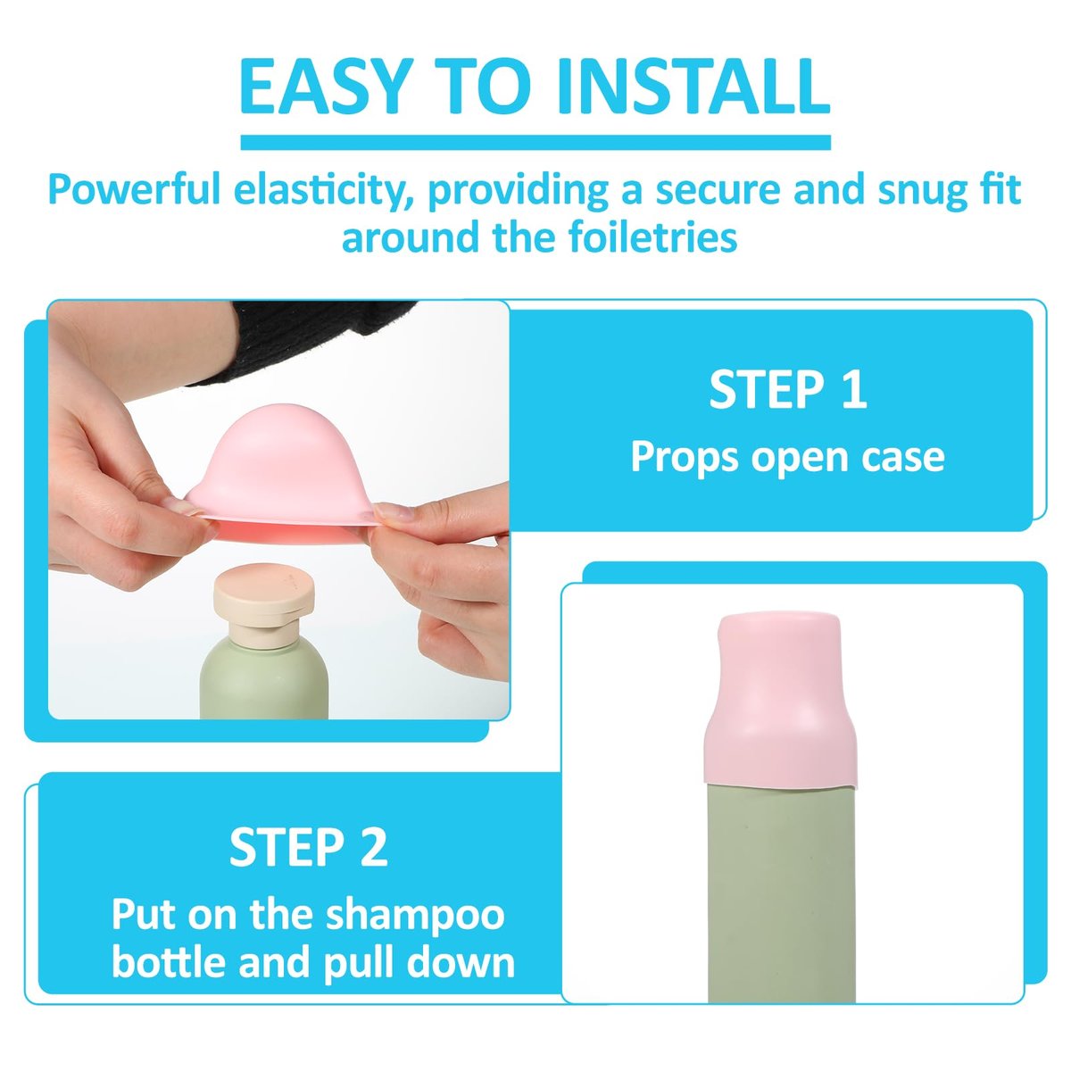 Silicone Bottle Covers for Travel - 9 Pack Leak Proof Elastic Sleeves for Toiletries, Shampoo, Cosmetics (Multiple Sizes) - görsel 7