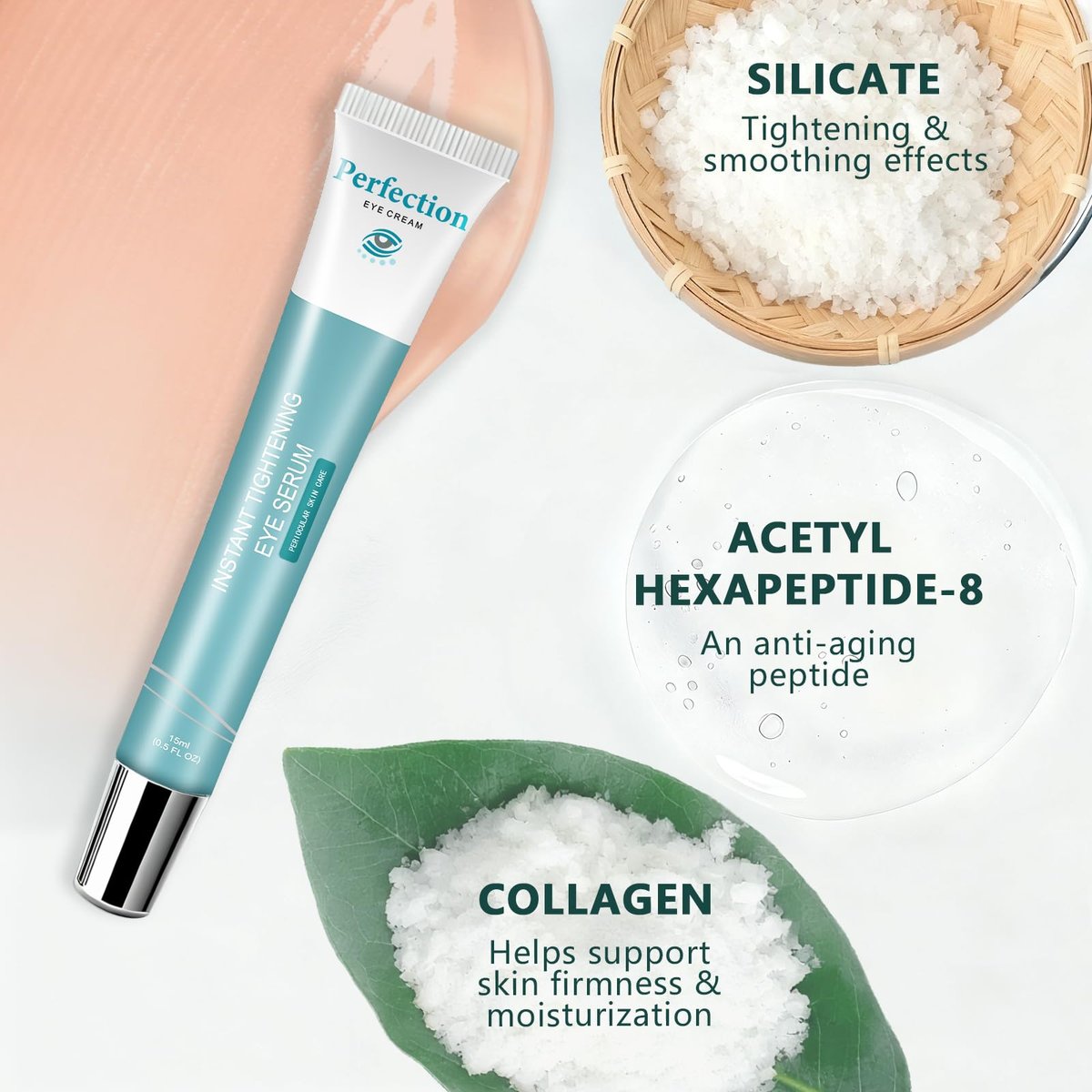 Instant Under Eye Lift Serum - Eye Tightener Cream for Bags, Wrinkles, Dark Circles & Fine Lines - Anti-Aging Wrinkle Remover, 0.5 FL OZ Avelisse