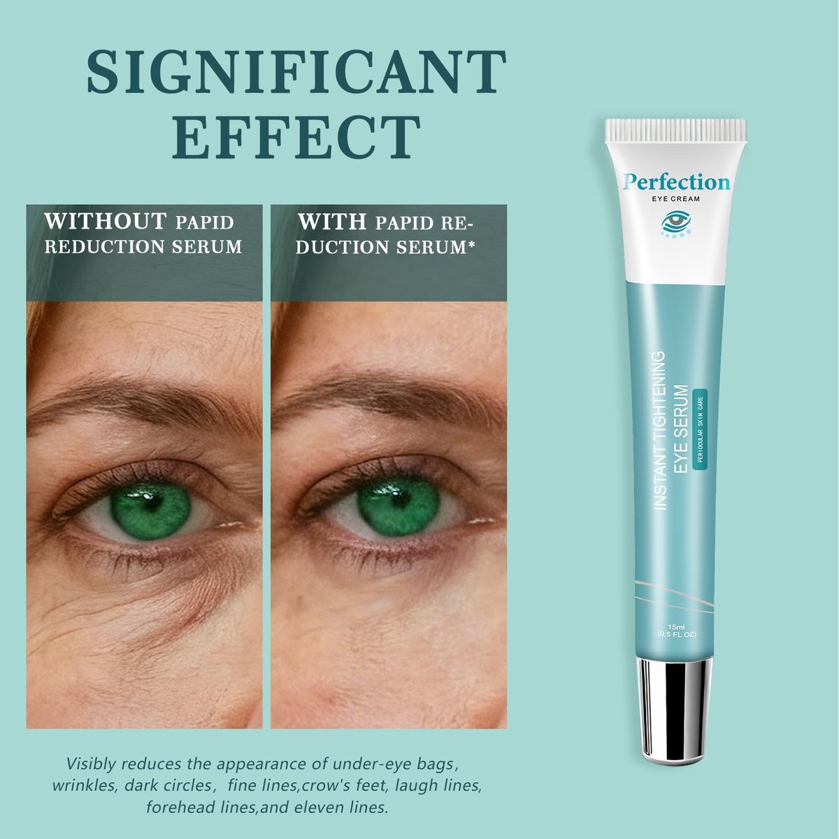 Instant Under Eye Lift Serum - Eye Tightener Cream for Bags, Wrinkles, Dark Circles & Fine Lines - Anti-Aging Wrinkle Remover, 0.5 FL OZ Avelisse