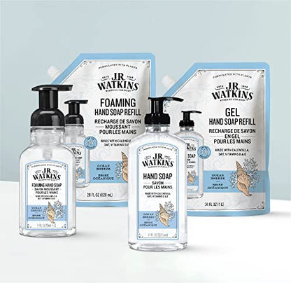 J.R. Watkins Foaming Hand Soap with Pump Dispenser, Moisturizing Foam Hand Wash, Alcohol-Free, Cruelty-Free, Ocean Breeze, 9 fl oz, 3 Pack Avelisse