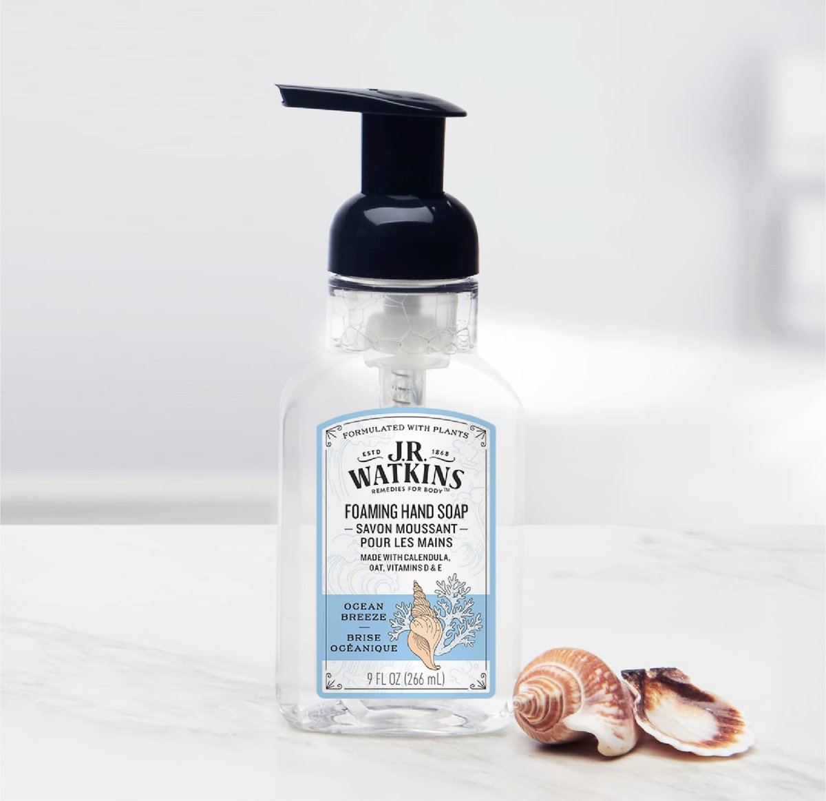 J.R. Watkins Foaming Hand Soap with Pump Dispenser, Moisturizing Foam Hand Wash, Alcohol-Free, Cruelty-Free, Ocean Breeze, 9 fl oz, 3 Pack Avelisse