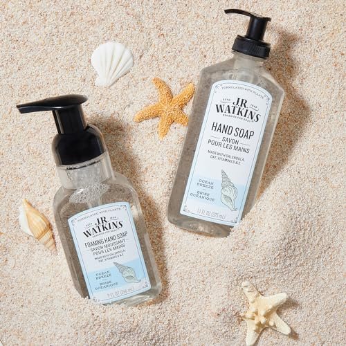 J.R. Watkins Foaming Hand Soap with Pump Dispenser, Moisturizing Foam Hand Wash, Alcohol-Free, Cruelty-Free, Ocean Breeze, 9 fl oz, 3 Pack Avelisse