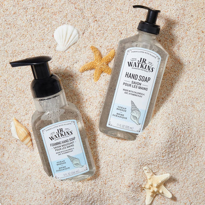 J.R. Watkins Foaming Hand Soap with Pump Dispenser, Moisturizing Foam Hand Wash, Alcohol-Free, Cruelty-Free, Ocean Breeze, 9 fl oz, 3 Pack Avelisse