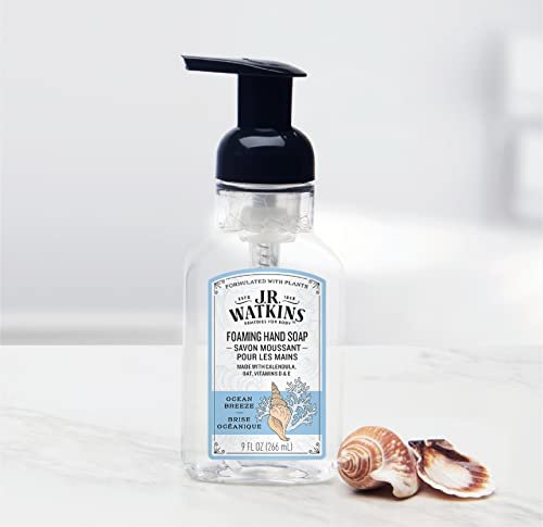J.R. Watkins Foaming Hand Soap with Pump Dispenser, Moisturizing Foam Hand Wash, Alcohol-Free, Cruelty-Free, Ocean Breeze, 9 fl oz, 3 Pack Avelisse