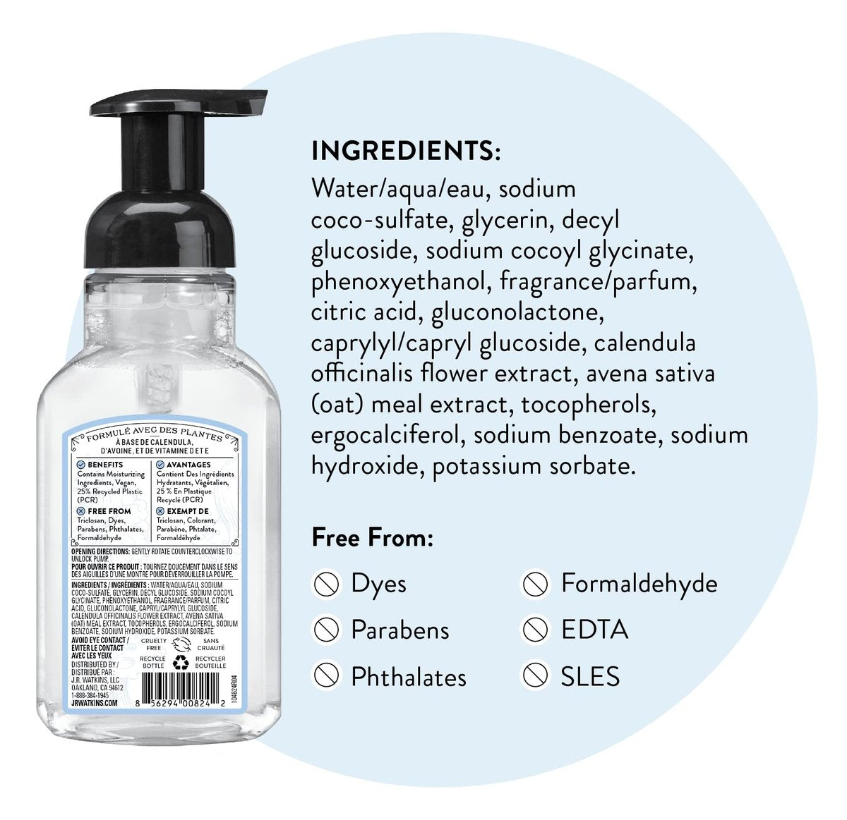 J.R. Watkins Foaming Hand Soap with Pump Dispenser, Moisturizing Foam Hand Wash, Alcohol-Free, Cruelty-Free, Ocean Breeze, 9 fl oz, 3 Pack Avelisse