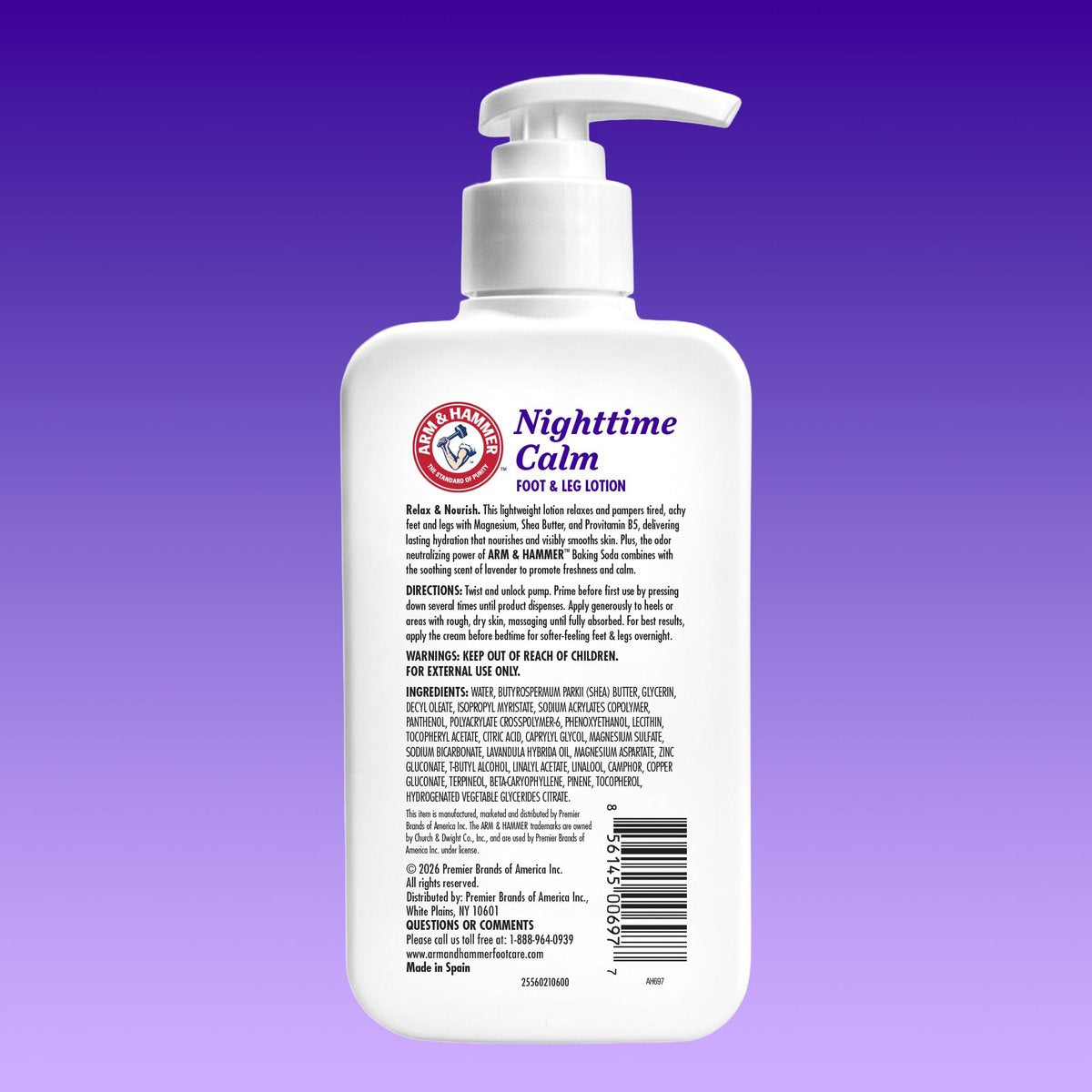 Arm & Hammer Nighttime Calm Foot & Leg Lotion with Magnesium - Lavender Scented 8 oz - Hydrating & Moisturizing with Shea Butter & Provitamin B5 - görsel 3