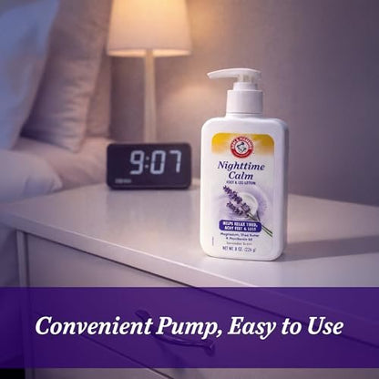 Arm & Hammer Nighttime Calm Foot & Leg Lotion with Magnesium - Lavender Scented 8 oz - Hydrating & Moisturizing with Shea Butter & Provitamin B5