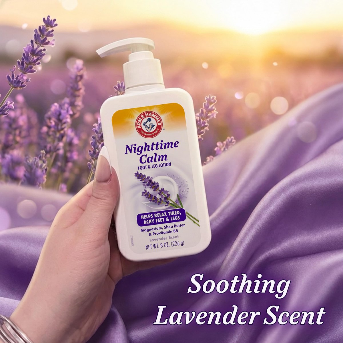 Arm & Hammer Nighttime Calm Foot & Leg Lotion with Magnesium - Lavender Scented 8 oz - Hydrating & Moisturizing with Shea Butter & Provitamin B5 - görsel 13