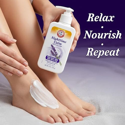 Arm & Hammer Nighttime Calm Foot & Leg Lotion with Magnesium - Lavender Scented 8 oz - Hydrating & Moisturizing with Shea Butter & Provitamin B5