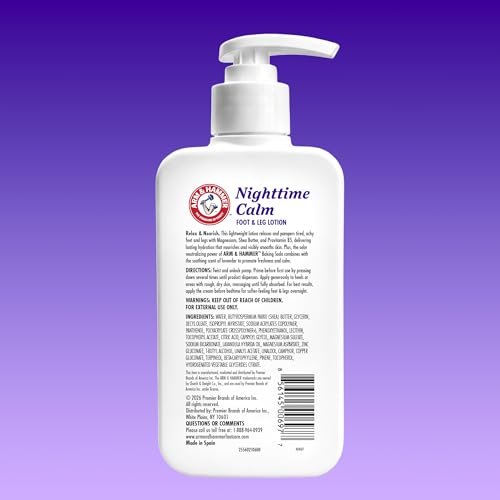 Arm & Hammer Nighttime Calm Foot & Leg Lotion with Magnesium - Lavender Scented 8 oz - Hydrating & Moisturizing with Shea Butter & Provitamin B5 - görsel 4