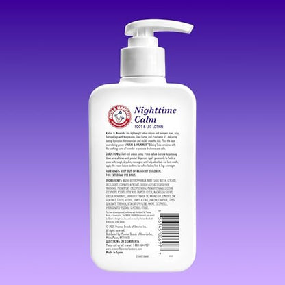 Arm & Hammer Nighttime Calm Foot & Leg Lotion with Magnesium - Lavender Scented 8 oz - Hydrating & Moisturizing with Shea Butter & Provitamin B5