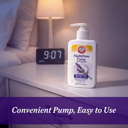 Arm & Hammer Nighttime Calm Foot & Leg Lotion with Magnesium - Lavender Scented 8 oz - Hydrating & Moisturizing with Shea Butter & Provitamin B5