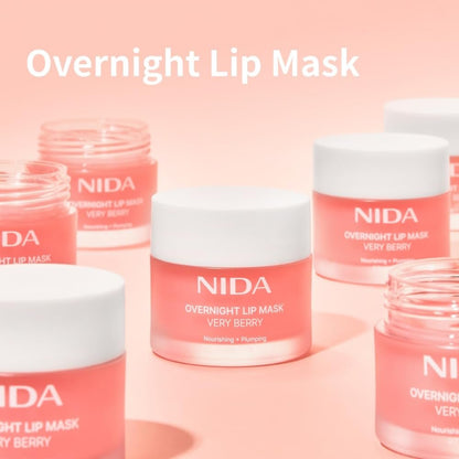 NIDA Overnight Lip Mask - Very Berry | Intense Hydration & Plumping Sleeping Mask for Dry, Chapped Lips (0.7 oz., 20g) Avelisse