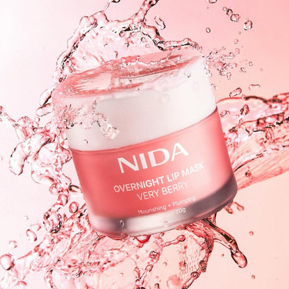 NIDA Overnight Lip Mask - Very Berry | Intense Hydration & Plumping Sleeping Mask for Dry, Chapped Lips (0.7 oz., 20g) Avelisse
