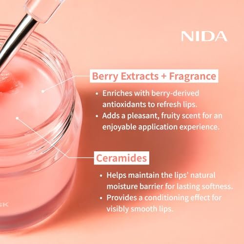 NIDA Overnight Lip Mask - Very Berry | Intense Hydration & Plumping Sleeping Mask for Dry, Chapped Lips (0.7 oz., 20g) Avelisse