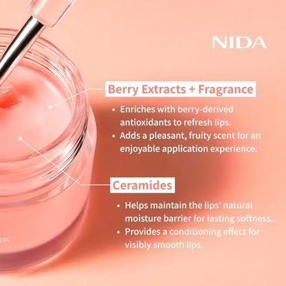 NIDA Overnight Lip Mask - Very Berry | Intense Hydration & Plumping Sleeping Mask for Dry, Chapped Lips (0.7 oz., 20g) Avelisse
