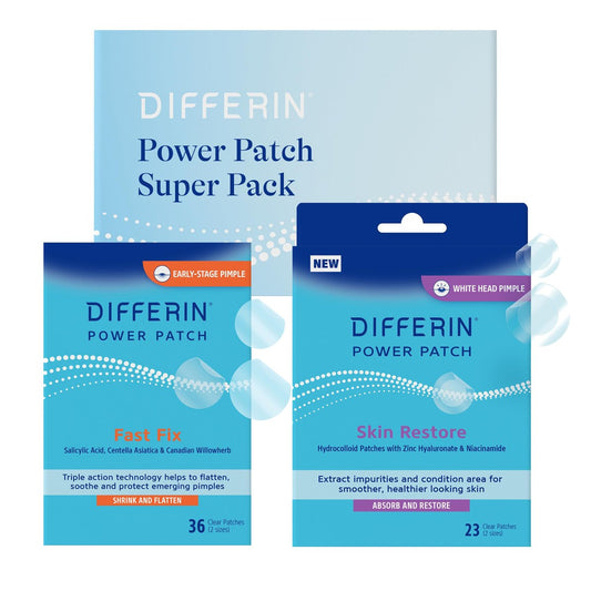 Differin Complete Acne Kit: Fast Fix Pimple Patches with Salicylic Acid & Centella Asiatica (36 ct) + Skin Restore Hydrocolloid Patches with Niacinamide (23 ct) – Dermatologist Tested Avelisse