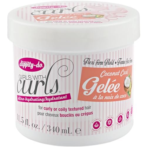 Dippity-Do Girls With Curls Ultra-Hydrating Flexi-Firm Hold Coconut Curl Gelee Duo – 2-Pack Coconut Scented Hair Gel for Hydration & Frizz Control (Coily, Wavy, Curly Hair) Avelisse