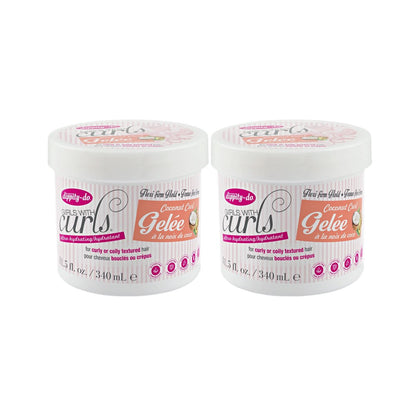 Dippity-Do Girls With Curls Ultra-Hydrating Flexi-Firm Hold Coconut Curl Gelee Duo – 2-Pack Coconut Scented Hair Gel for Hydration & Frizz Control (Coily, Wavy, Curly Hair) Avelisse