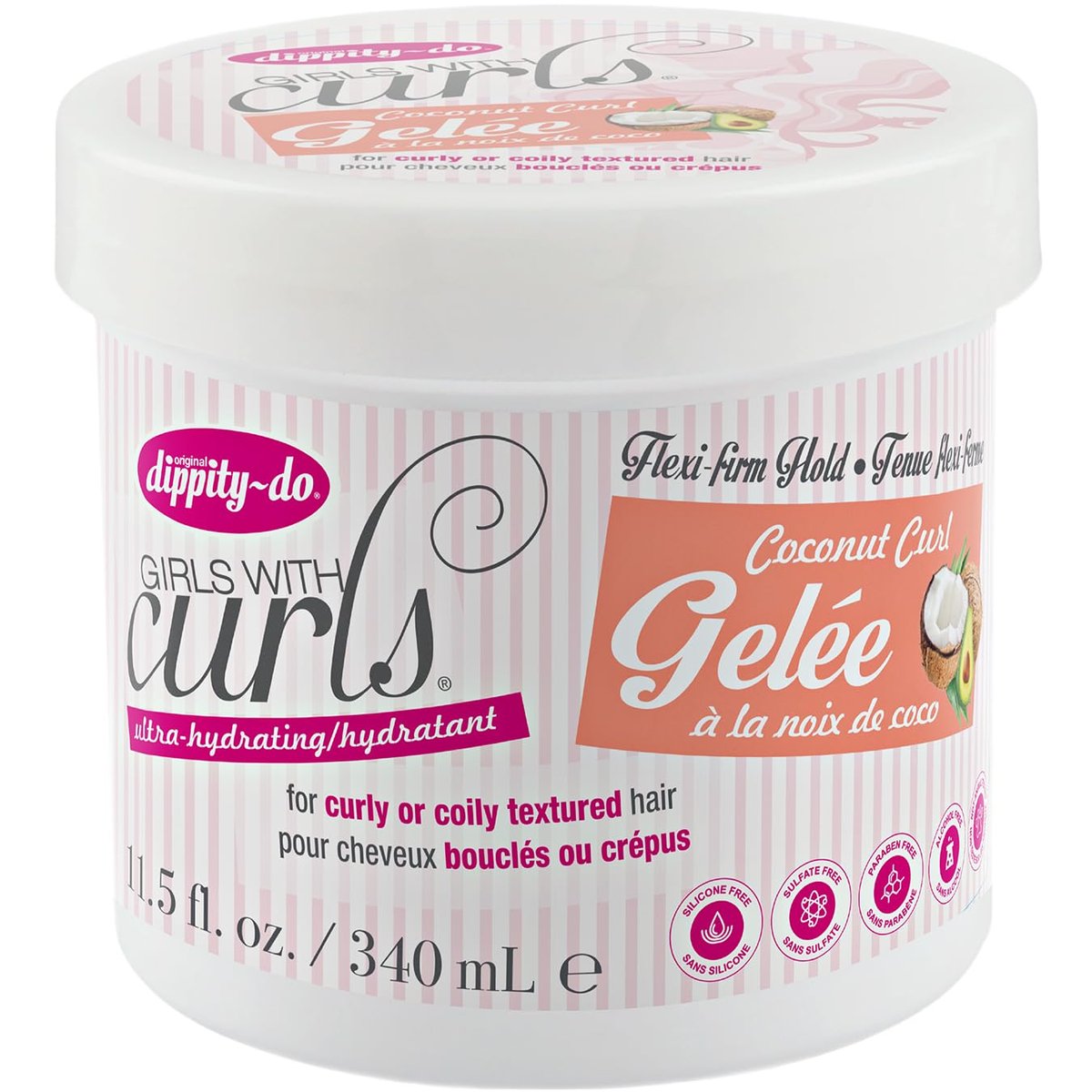 Dippity-Do Girls With Curls Ultra-Hydrating Flexi-Firm Hold Coconut Curl Gelee Duo – 2-Pack Coconut Scented Hair Gel for Hydration & Frizz Control (Coily, Wavy, Curly Hair) Avelisse