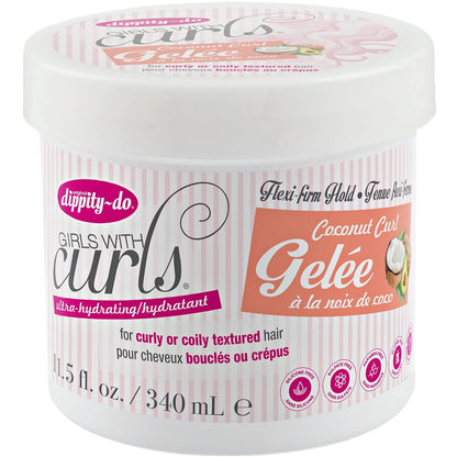 Dippity-Do Girls With Curls Ultra-Hydrating Flexi-Firm Hold Coconut Curl Gelee Duo – 2-Pack Coconut Scented Hair Gel for Hydration & Frizz Control (Coily, Wavy, Curly Hair) Avelisse