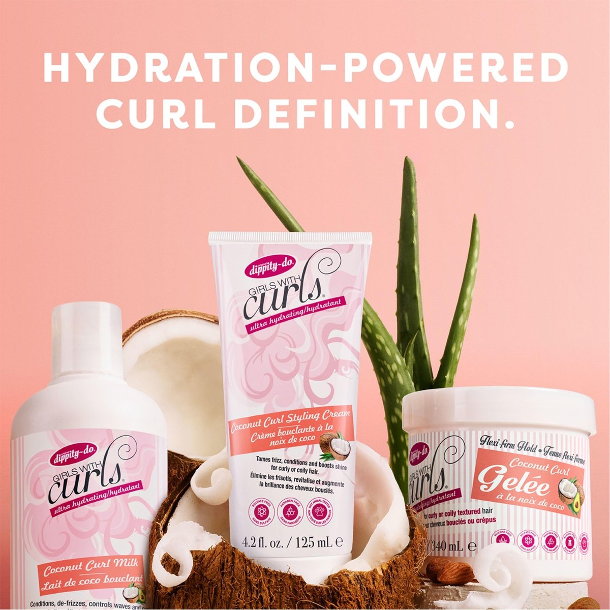 Dippity-Do Girls With Curls Ultra-Hydrating Flexi-Firm Hold Coconut Curl Gelee Duo – 2-Pack Coconut Scented Hair Gel for Hydration & Frizz Control (Coily, Wavy, Curly Hair) Avelisse