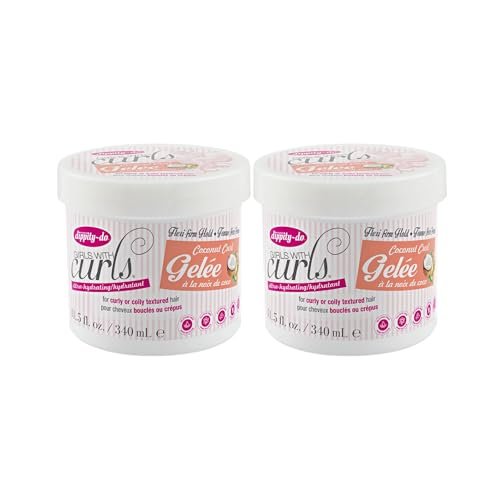 Dippity-Do Girls With Curls Ultra-Hydrating Flexi-Firm Hold Coconut Curl Gelee Duo – 2-Pack Coconut Scented Hair Gel for Hydration & Frizz Control (Coily, Wavy, Curly Hair) Avelisse