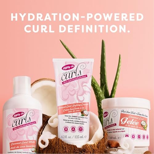 Dippity-Do Girls With Curls Ultra-Hydrating Flexi-Firm Hold Coconut Curl Gelee Duo – 2-Pack Coconut Scented Hair Gel for Hydration & Frizz Control (Coily, Wavy, Curly Hair) Avelisse