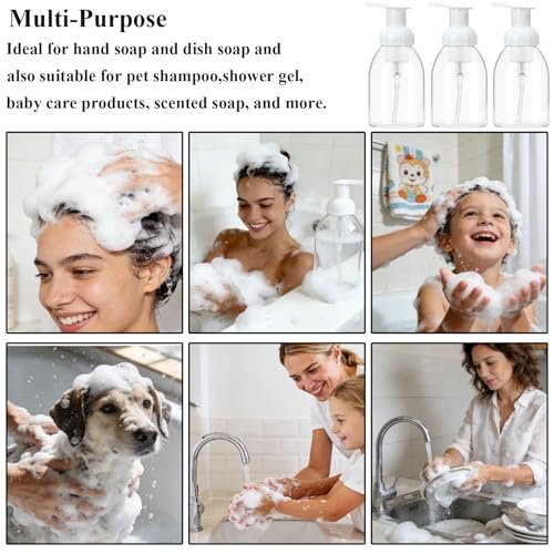 3 Pack 8oz Foaming Soap Dispenser BPA Free Clear Plastic Refillable Pump Bottle for Liquid Shampoo and Hand Soap - görsel 16