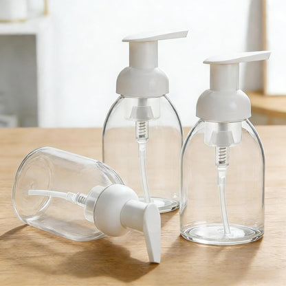 3 Pack 8oz Foaming Soap Dispenser BPA Free Clear Plastic Refillable Pump Bottle for Liquid Shampoo and Hand Soap