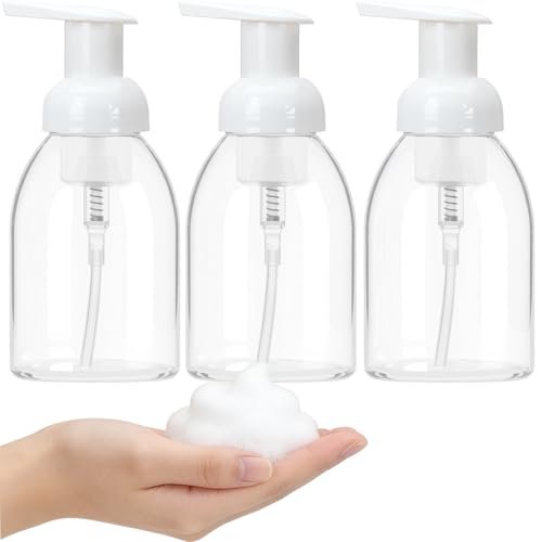 3 Pack 8oz Foaming Soap Dispenser BPA Free Clear Plastic Refillable Pump Bottle for Liquid Shampoo and Hand Soap - görsel 2