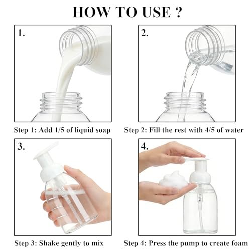 3 Pack 8oz Foaming Soap Dispenser BPA Free Clear Plastic Refillable Pump Bottle for Liquid Shampoo and Hand Soap - görsel 14