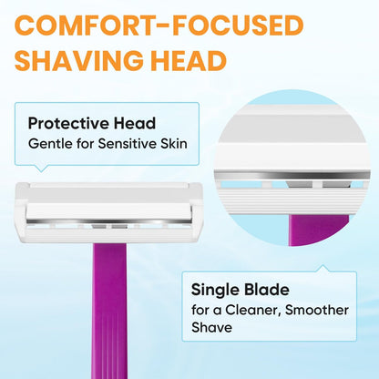Comfycheer 32 Count Disposable Razors for Men, Single Blade Razors, Bulk Stainless Steel Shavers with Protective Head for Shaving Sensitive Skin